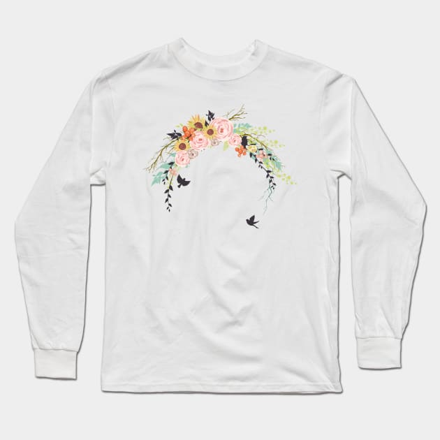 Earth Day Floral Splash Long Sleeve T-Shirt by SWON Design